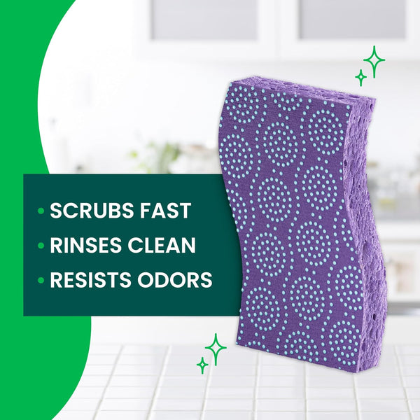 Scotch-Brite Scrub Dots Non-Scratch Scrub Sponge, Rinses Clean, for Washing Dishes and Cleaning Kitchen, 3 Scrub Sponges 3 Pack