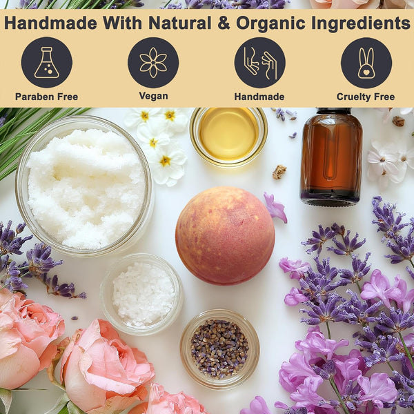Aqua Elegante Flower Bath Bombs Gift Set - 12 Large Bathbombs for Women with Scented Essential Oils and Moisturizing Shea Butter, No Stain,