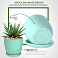 Plant Pots Indoor with Drainage, 5 Pack Multi-Size Planters Set, Aqua Pack of 5 Aqua