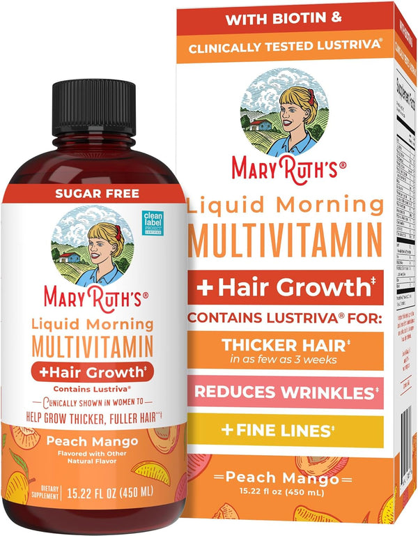 Maryruth'S Liquid Multivitamin + Hair Growth | Biotin 10000Mcg | Lustriva Hair Growth Supplement | Clinically Tested in Women for Thicker Hair &