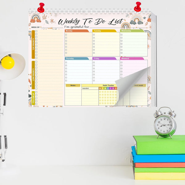 Weekly Planning To-Do-List Pad, 52 Undated Sheets for Daily To-Do Lists, Habit Tracking, Academic Scheduling, and Productivity Goals - Perfect for