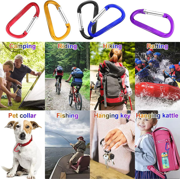 10 Pack 3'' Aluminum Spring Snap Hook Carabiner D Ring Carabiner Clip Camping Accessories Fishing Hiking Traveling and Keychain Craebuer