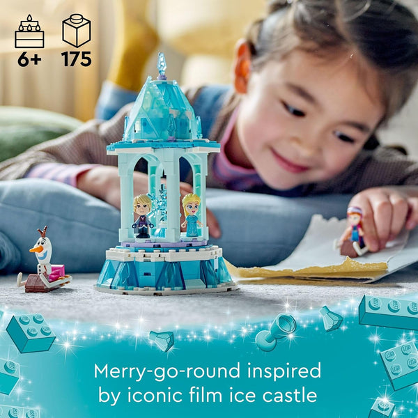 LEGO Disney Frozen Anna and Elsa’s Magical Carousel 43218 Ice Palace Building Toy Set with Disney Princess Elsa, Anna and Olaf, Great Birthday