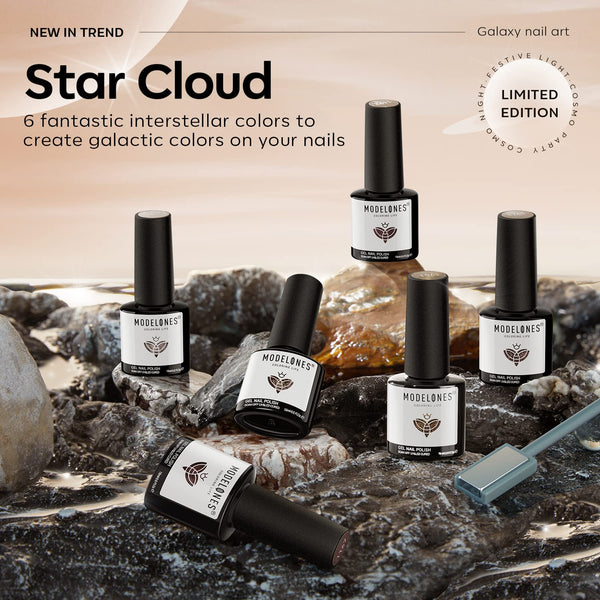 Modelones Gel Nail Polish Set, 6 Colors Nude Brown Gel Polish Glitter Burgundy Shiny Champagne Gold Magnetic Cat Eye Effect Sparkle Stunning Home