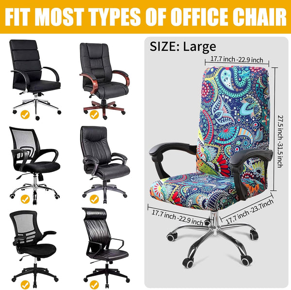 Smiry Stretch Printed Computer Office Chair Covers, Soft Fit Universal Desk Rotating Chair Slipcovers, Removable Washable Anti-Dust Spandex Chair