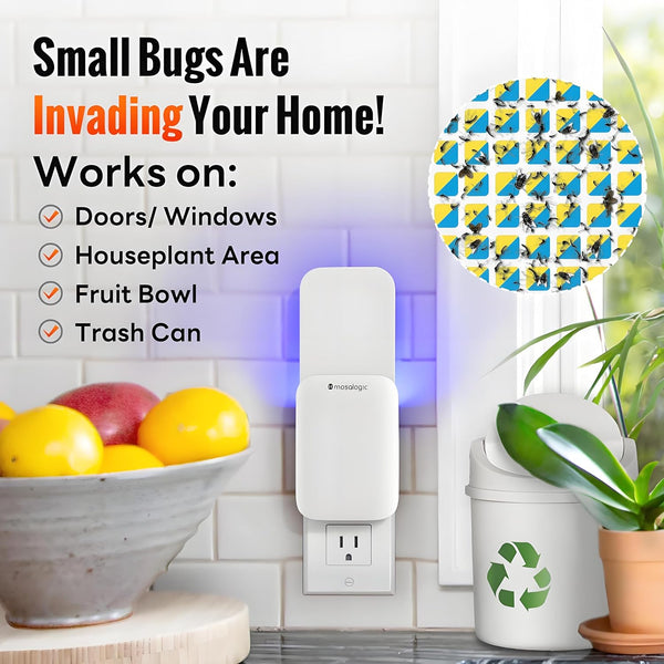 Mosalogic Fruit Fly Traps for Indoors Gnat Trap for House Indoor-600 Sqft Protection Area UV Fly Insect Trapper for Fruit Flies?Gnat?Mosquito?And