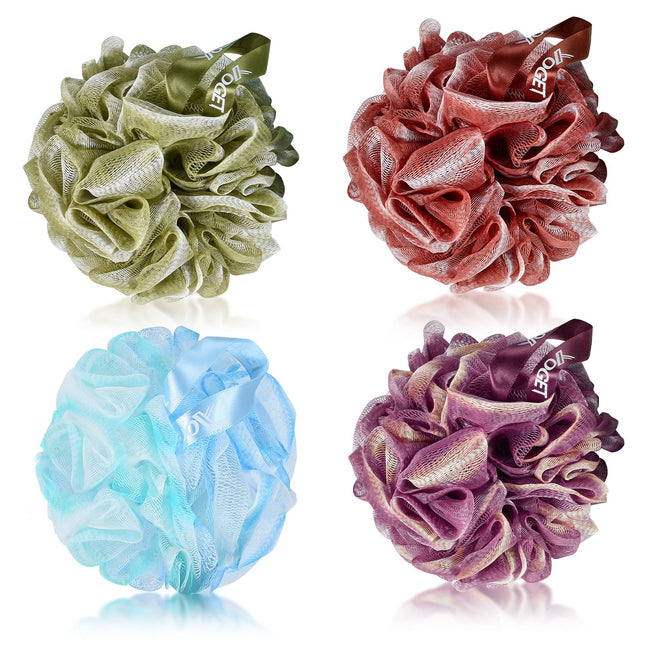Yoget 4 Pack Bath Loofah Sponge, 4 Color 60G Bath Sponge,Exfoliate, Cleanse, Soo