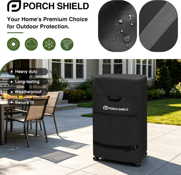 Porch Shield 30 Inch Electric Smoker Cover for Masterbuilt Smoker, Waterproof Heavy Duty Outdoor Smoker Grill Covers 20W X 18D X 33H Inch, Black