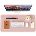 Double-Sided Leather Desk Pad, Non-Slip Mouse Mat (Pink/Silver) 35.4x17 in Pink/Silver 35.4" x 17"