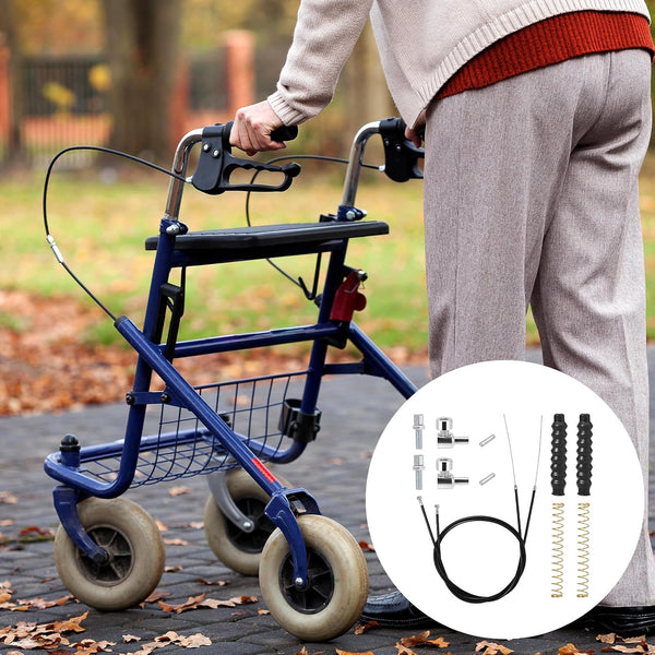 2 Pack Rollator Brake Cable Replacement, 41" Brake Cable for Folding Wheelchair Rollator, Universal Cable Drive Walker Parts (14 Pcs 1 Pair)