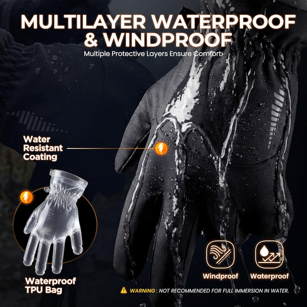 Rivmount Winter Waterproof Ski Snow Warm Gloves for Women Men, Windproof Cold Weather Thermal with Touchscreen Fingers, for Running Driving