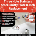 LASCO 03-1654 Smitty Plate, Three Hole, Used to Cover Shower Wall Tile, Stainless Steel 8-Inch Center Three-Hole 8-Inch Center