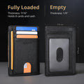 Buffway Slim Minimalist Front Pocket RFID Blocking Leather Wallets for Men and Women - Cross Black Small Cross Black