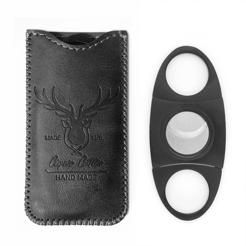 Black Stainless Steel Cigar Cutter Black Deer