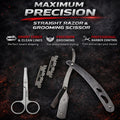 Beard Straightener Grooming Kit for Men, Beard Growth Kit, Wash, Brush & Comb, Unscented Growth Oil, All Natural Sandalwood Balm, Conditioner,