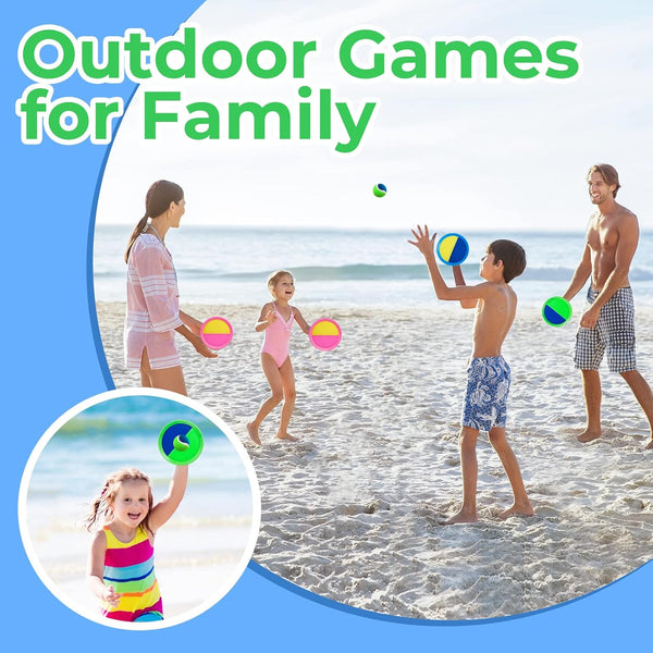Weehoey Beach Games - Kids Toys - Outdoor Games for Kids, Toss and Catch Ball Set with 6 Paddles 3 Balls, Toys for 3 4 5 6 7 8+ Year Old Boys