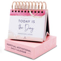 Motivational Desk Calendar with 366 Daily Quotes, New Job Gifts for Women Pink - Motivational