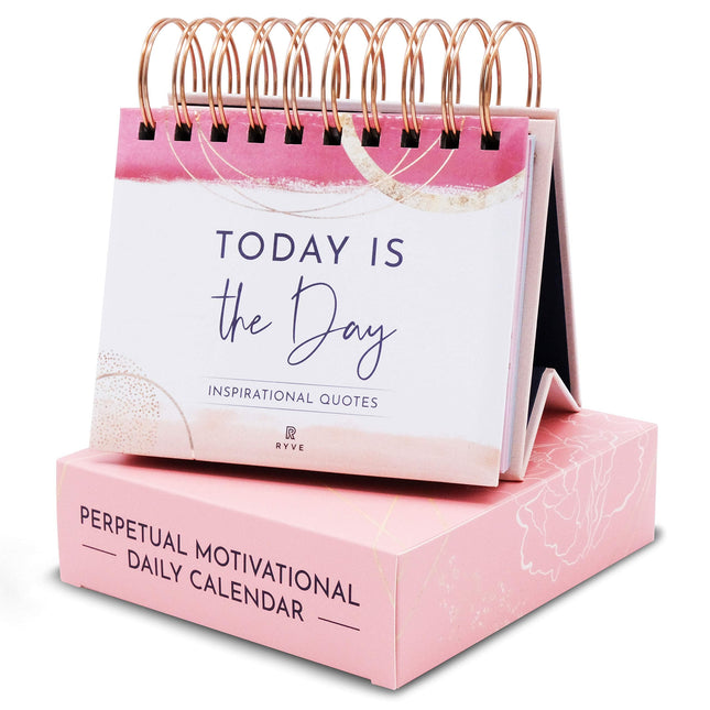 Motivational Desk Calendar with 366 Daily Quotes, New Job Gifts for Women Pink -
