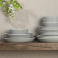 Gibson Home Summer Shades 16 Piece Plates and Bowls Dishes Service for 4 Porcelain Dinnerware Set - Grey Grey (Summer Shades) Service for 4 (16pcs)