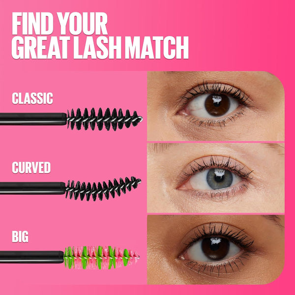 Maybelline Great Lash Curved Brush Washable Mascara, Volumizing, Lengthening and Curling Mascara, Blackest Black, 1 Count