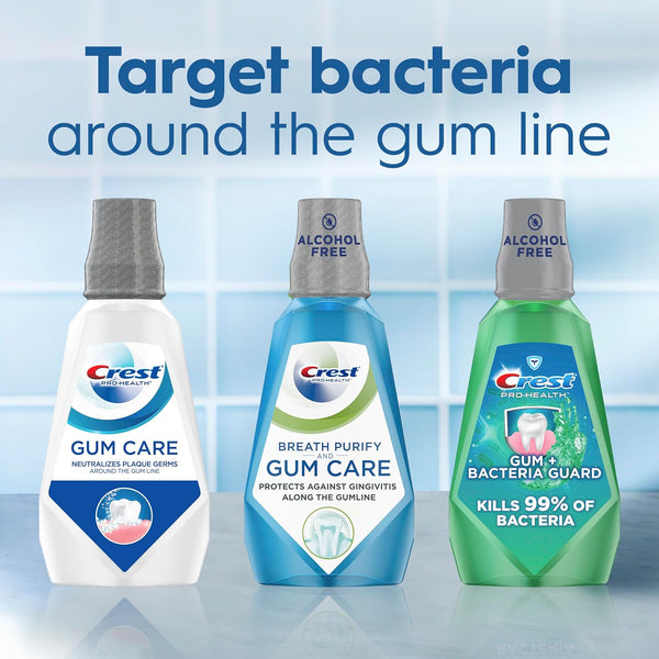 Crest Pro-Health Gum Care Mouthwash, Antibacterial, 1L, 2 Pack, Anti gingivitis, Alcohol Free Mouth Rinse, Bad Breath Treatment, Fluoride Rinse