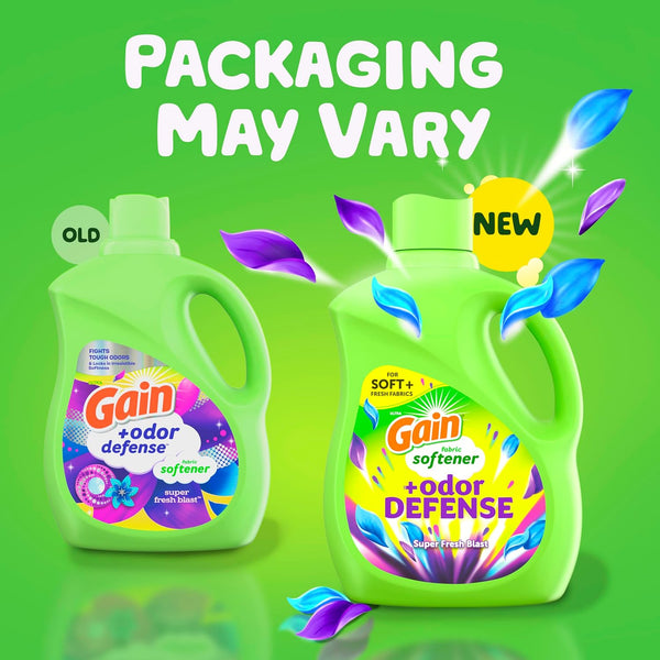 Gain + Odor Defense Liquid Fabric Softener, Super Fresh Blast Scent, 140 Oz 190 Loads, HE Compatible