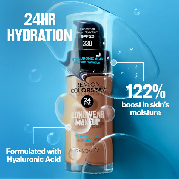Revlon Liquid Foundation, Colorstay Face Makeup for Normal & Dry Skin, SPF 20, Longwear Medium-Full Coverage with Natural Finish, 200 Nude, 1 Fl Oz