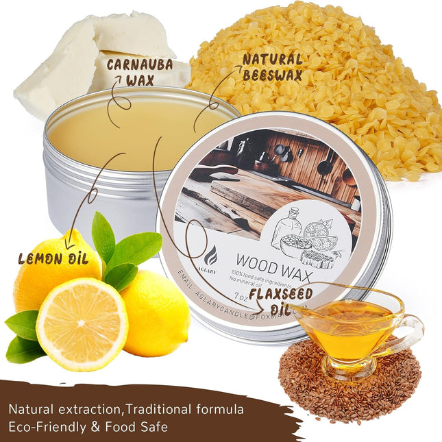 7Oz Beeswax for Cutting Boards, Wood Butter Cutting Board Wax - Natural Wood Conditioner,Food Grade Wood Wax for Butcher