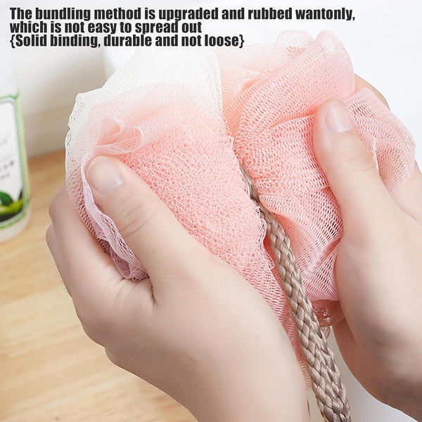 3 Pcs/50G Bath Shower Loofah,Loofah Sponge,Loofah Cloth,Shower Loofahs for Women, Men, Teenager(Pink Grey Lotus)