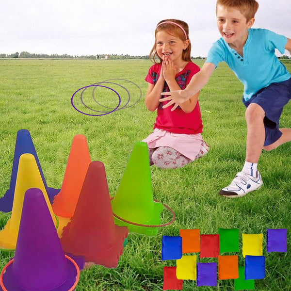 Outdoor Toys for Kids Ages 4-8 Bead Bags Tossing Rings Games Ring Toss Party Carnival Backyard Games for Kids Obstacle Course for Kids Toddler
