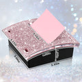 Eersida Rhinestone Self Stick Note Pad Holders 4 x 4 Inches Pink Cute Note Holder Sticky Dispenser Bling Memo Stick Dispenser for Office Employee