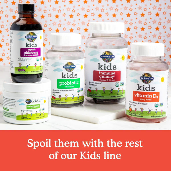 Garden of Life Kids, Vitamin D3, Orange, 20 mcg (800 IU), 60 Vegetarian Gummies 60 Count (Pack of 1)
