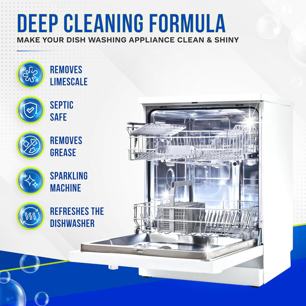 Dishwasher Cleaner and Deodorizer Tablets 26-Pack, Deep Cleaning Descaler for Dishwasher Machine, Heavy Duty, Septic Safe, Removes Grease &