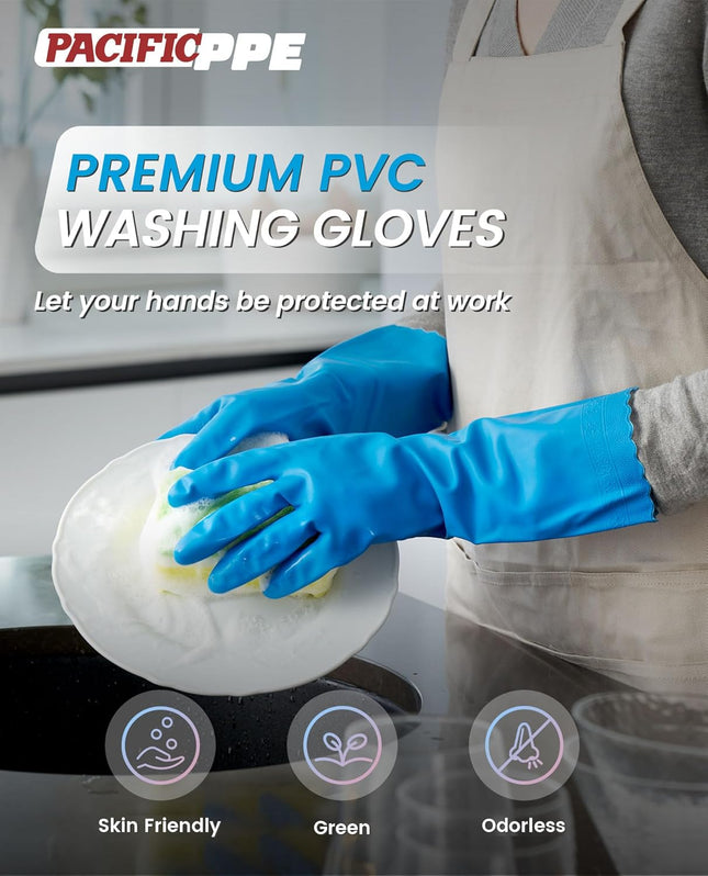 PACIFIC PPE 2 Pairs Reusable Dishwashing Cleaning Gloves, Household, Kitchen, Co