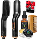 Beard Straightener for Men w/Beard Oil, Balm, Comb & E-Book for All Beard Type,w/Dual Voltage Travel-Friendly,Auto Shut-Off,Anti-Scald Feature