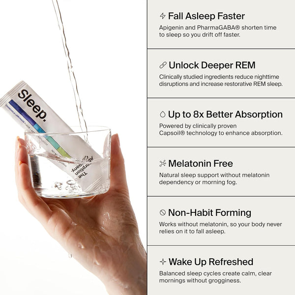 Sleep Aid Powder - Calming Drink for Deep Sleep with Liposomal Saffron, Magnesium & Pharmagaba Melatonin-Free Natural Supplement to Reduce Stress