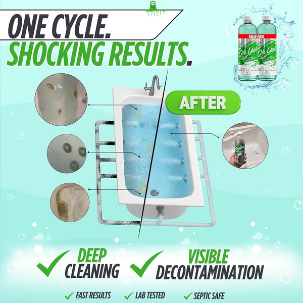 Oh Yuk Jetted Bathtub Cleaner for Jet Tubs, Whirlpools, The Most Effective Jetted Tub Cleaner, Septic Safe | Two 16 Ounce Bottles! 16 Fl Oz (Pack