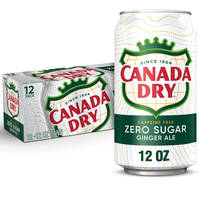 Canada Dry Zero Sugar Ginger Ale Soda, 12 Fl Oz Cans, 12 Pack