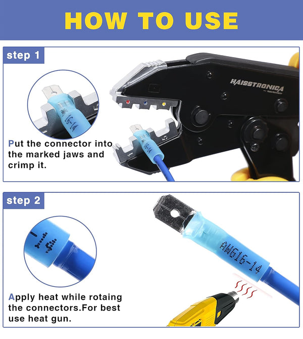 Haisstronica 260PCS Heat Shrink Spade Connectors - Quick Disconnect Female & Male Spade Terminals for Watercraft, Electronics & Automotive AWG