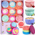 Bath Bombs for Women Gift Set - Bath Sets for Women Gift - 5 Large Bath Bomb Set with 4 Shower Steamers & 3 Candles -