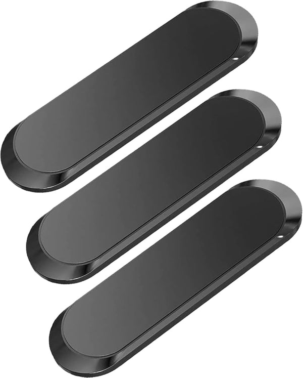 X Flat Magnetic Phone Mounts 3 Pack. Black Cell Phone Holder for Car Dashboard, Wall, Truck. Universal Stick on Ipad Wall Magnet Mount Kit for
