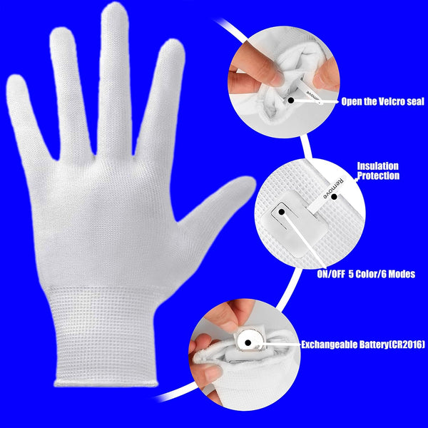 LED Gloves for Kids, Teens & Adults - Finger Light Gloves with 5 Colors/6 Modes - Perfect for 9-12 Year Old Boys & Girls - Ideal for Halloween &