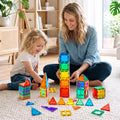 Gemmicc 100 PCS Magnetic Tiles with 2 Cars, STEM Approved Educational Magnet BuildingToys, Magnet Puzzles Stacking Blocks for Boys Girls