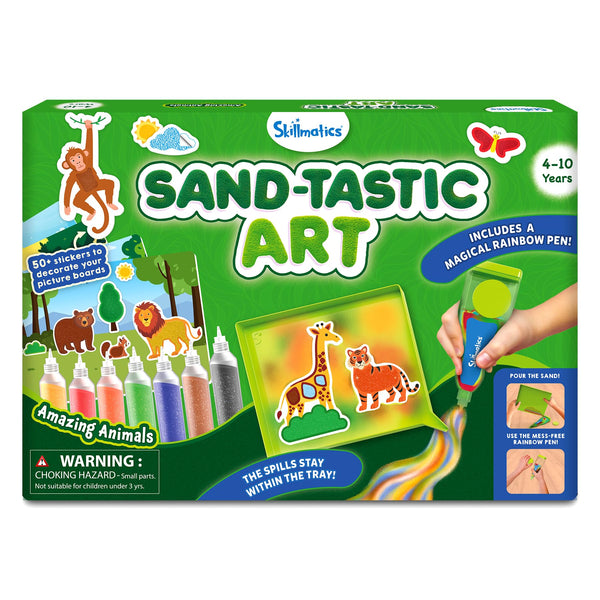 Skillmatics Sand Art Activity - Animals, Create & Stick 50+ Colorful Stickers, Creative Craft Kits & Supplies for Kids, Gifts for Girls & Boys