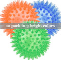 LECHONG 12pack Squeaky Dog Toys Spiky Dog Balls Cleans Teeth and Promotes Dental and Gum Health for Your Pet Squeaker Ball Toys for Aggressive