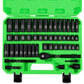 SWANLAKE 3/8" Drive Impact Socket Set, 50-Piece Standard SAE (5/16 to 3/4 Inch) and Metric (8-22Mm) Size, 6 Point, Cr-V, 3/8-Inch Ratchet Handle,