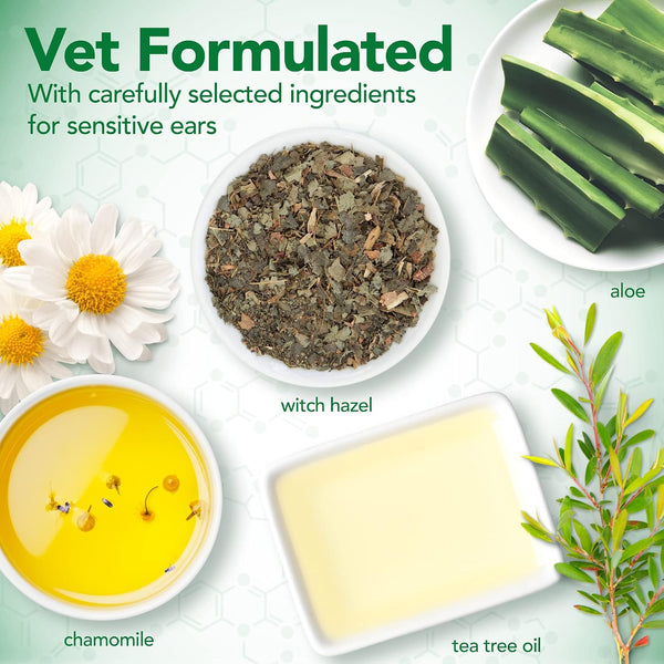 Vet's Best Dog Ear Relief Wash, No-Alcohol, Wax Control, No-Sting, 16 oz | Alcohol-Free Ear Cleanser, Helps Remove Wax & Debris, Controls Odors &