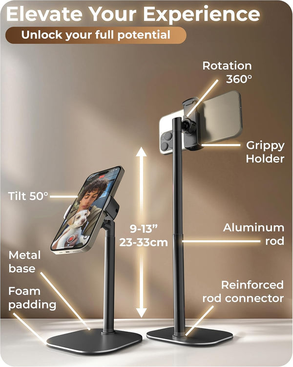 COOPER ChatStand, Adjustable Cell Phone Stand for Desk, Phone Stand for Recording, iPhone Holder for Filming, Small iPhone Tripod, Soporte para