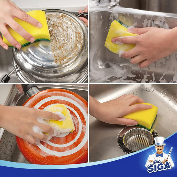 MR.SIGA Heavy Duty Scrub Sponge, 24 Count, Size:11 x 7 x 3cm, 4.3" x 2.8" x 1.2" pack of 24