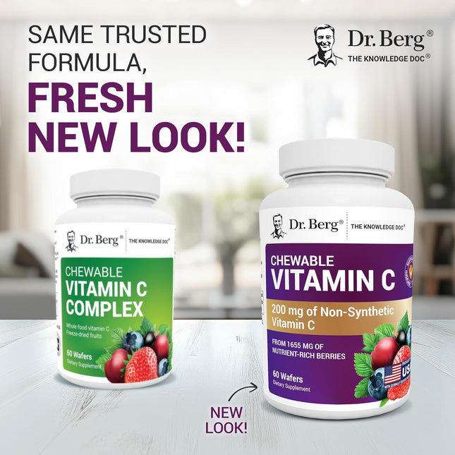 Dr. Berg Chewable Vitamin C Complex - Made with Organic, Non-Gmo Berries - 60 De